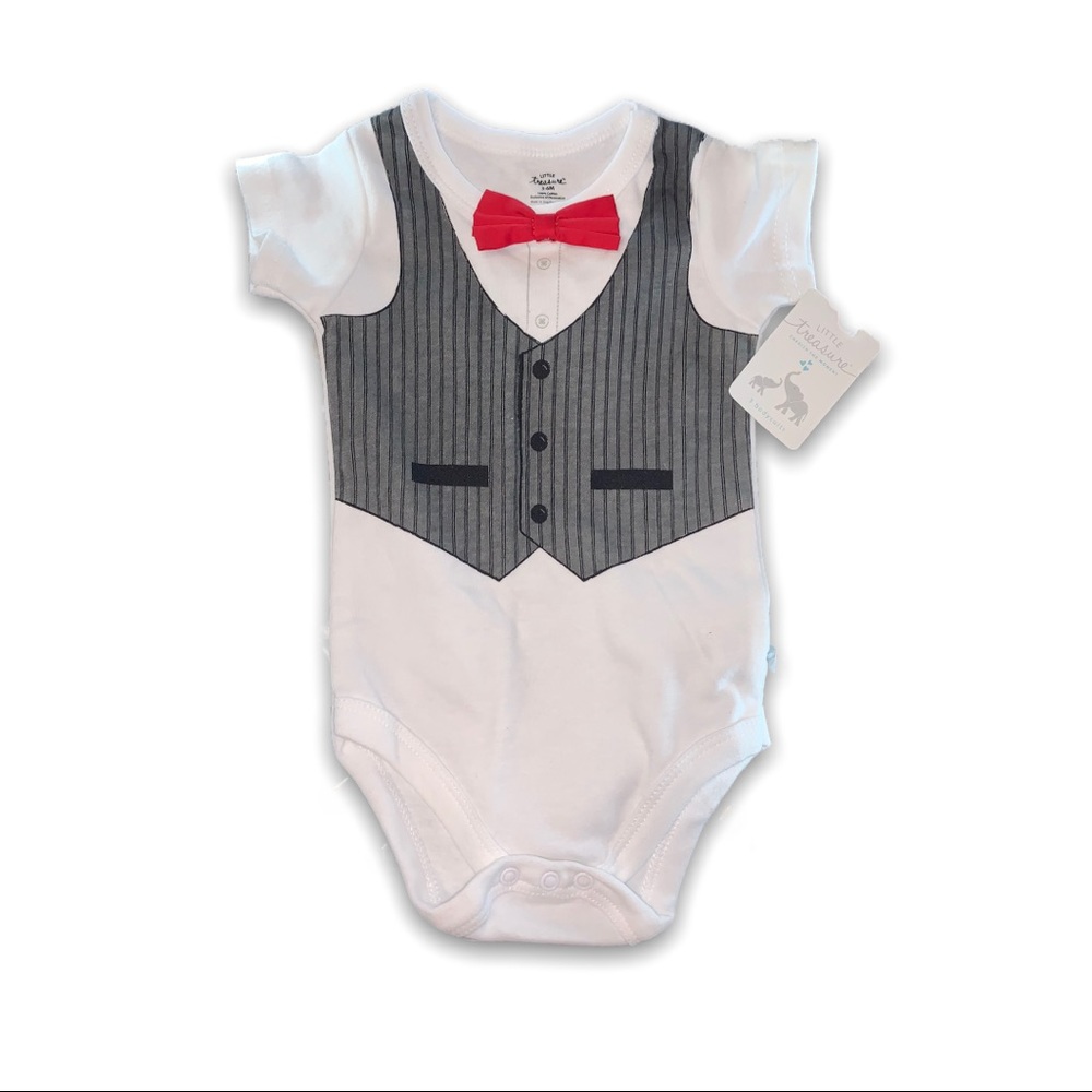 Little Treasure Vest & Tie Boy onesie